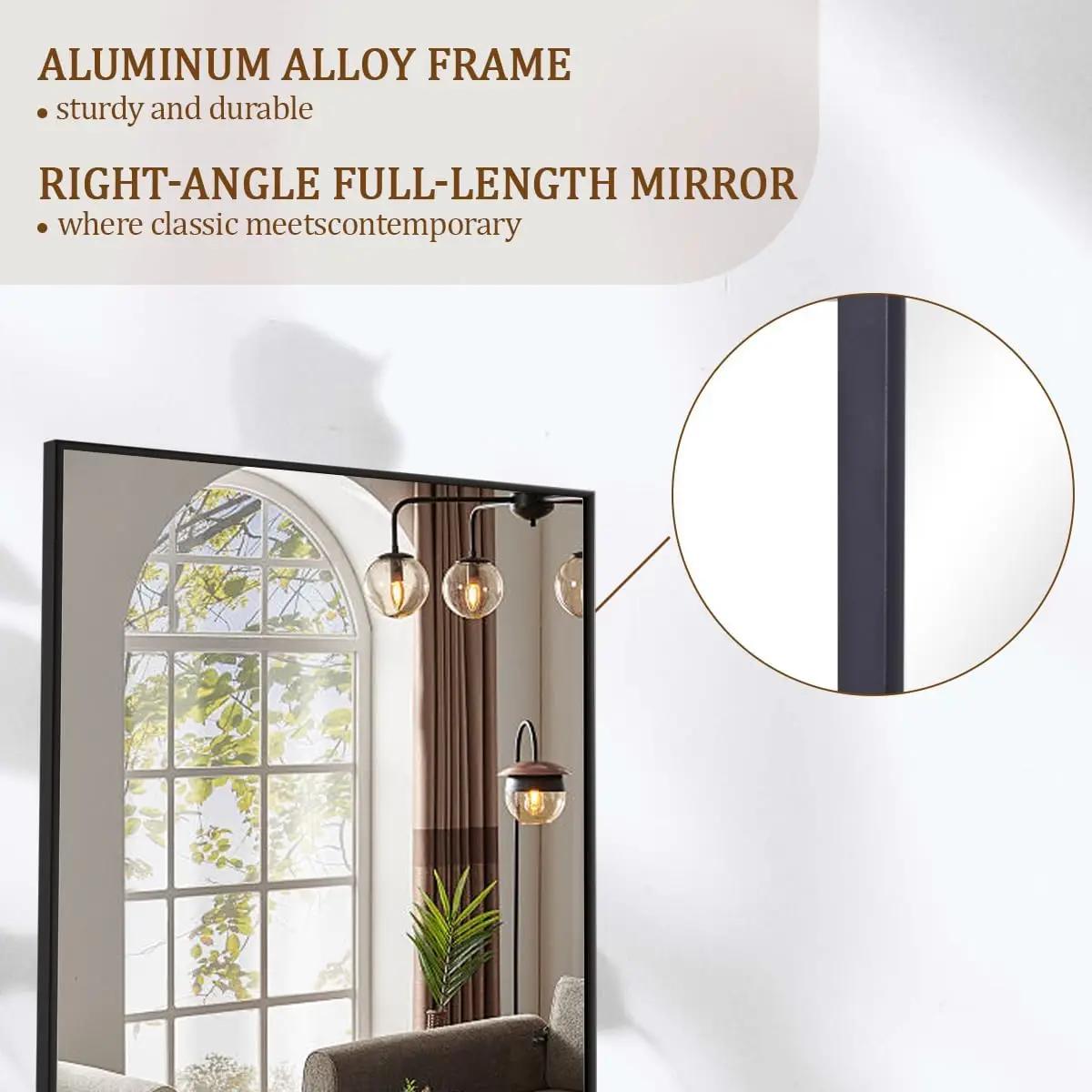 Miroir pleine longueur avec support, miroir pleine longueur de 71 po x 26 po, miroir complet avec ca