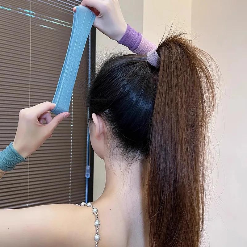 4/5 ensemble solide élargir épaissir bandeau de cheveux cordes femmes élastique pour queue de cheval