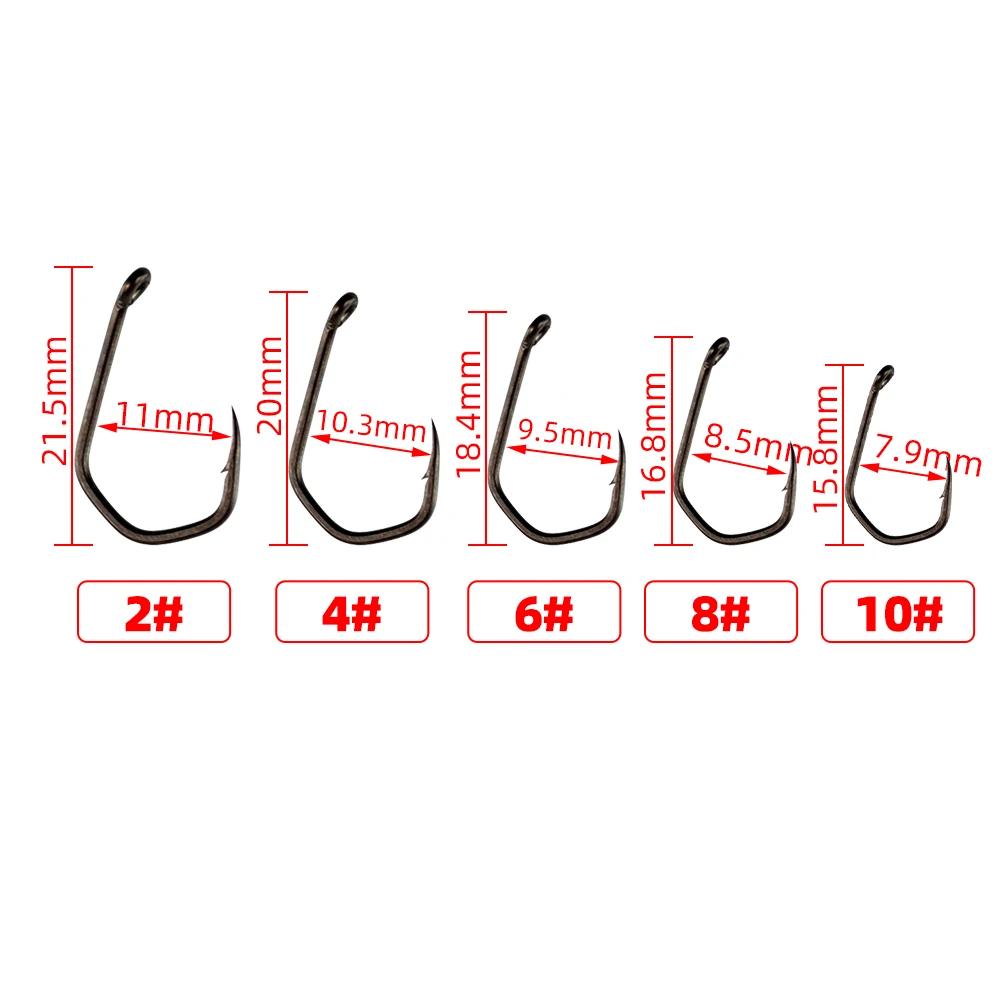 Hirisi 15 pièces PTFE enduit hameçon en acier à haute teneur en carbone Micro barbelé avec oeil carp