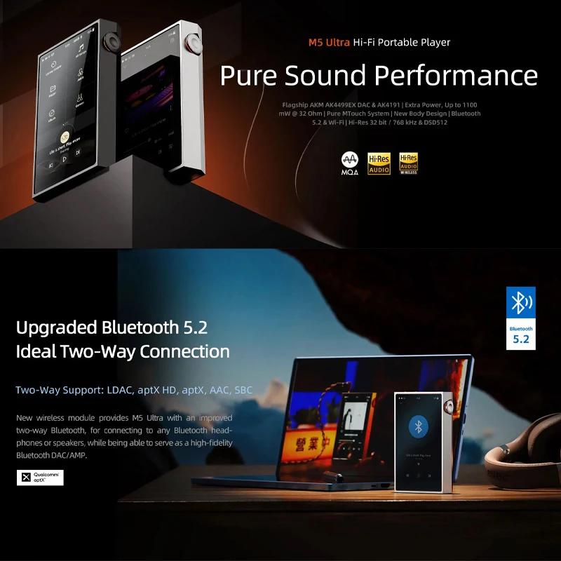 Lecteur MP3 SHANLING M5 Ultra, audio haute résolution, lecteur de musique portable, puces AK4191EQ A