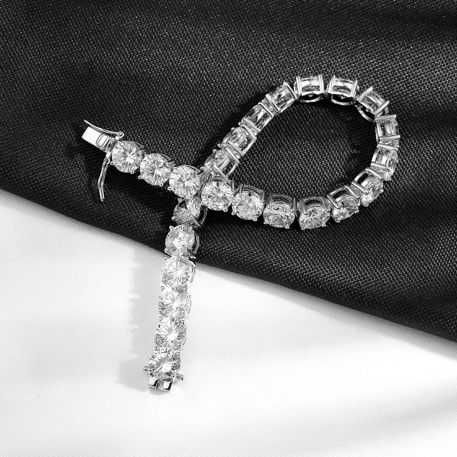 MooSuun – Bracelet de Tennis en diamant Moissanite, 3mm à 6.5mm, pour femmes et hommes, bijoux fins
