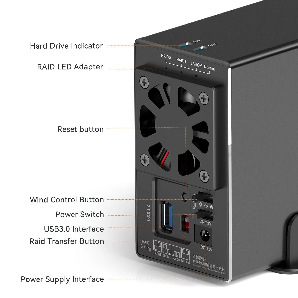 MAIWO-Station d'accueil pour disque dur SATA vers USB 3.0, 2 baies, pour boîtier de 3.5 pouces avec