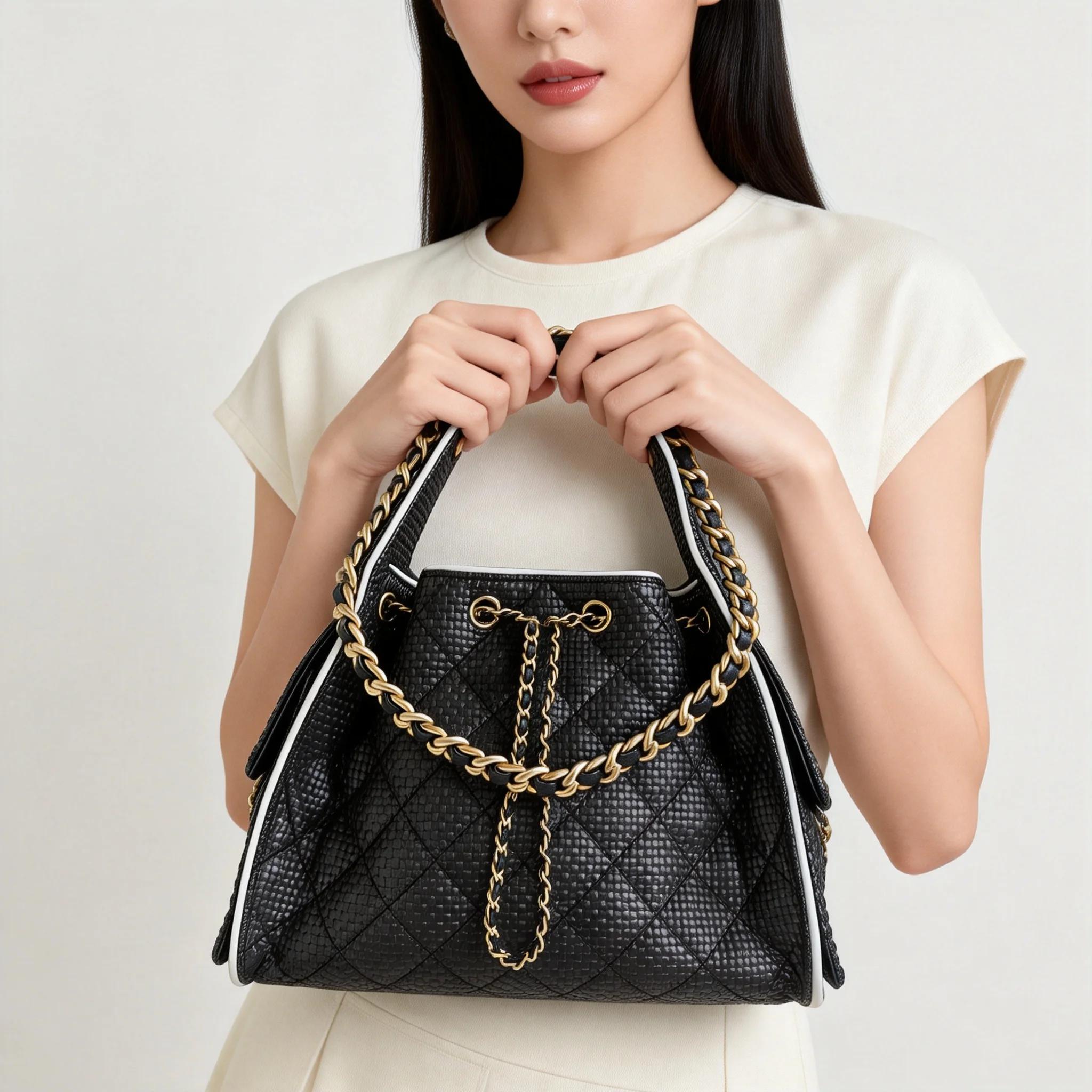 Sac à bandoulière de grande capacité de style bohème à motif diamant, style urbain, sac bandoulière