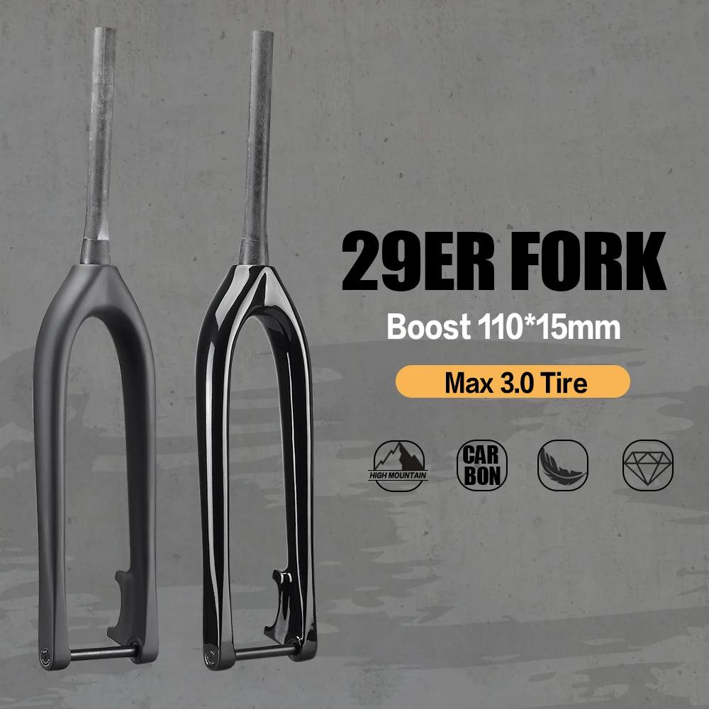 Fourche avant de vtt en fibre de carbone, 29 vitesses, 110x15mm, taille maximale des roues, câble in