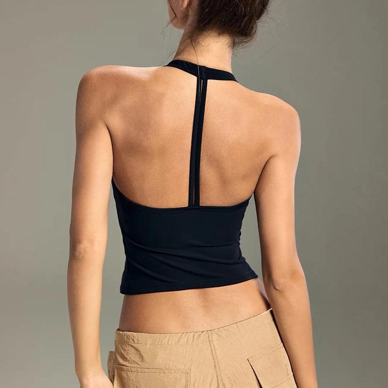 Gilet de sport de Yoga pour femmes, col en v, Design suspendu au dos, course en plein air, entraînem