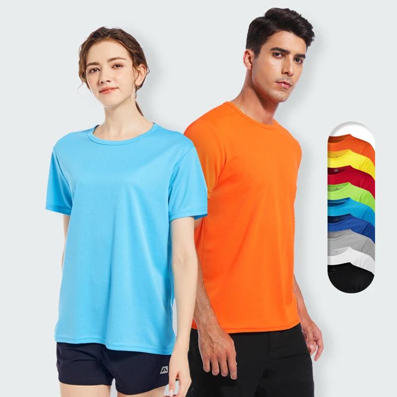 T-shirt de sport à manches courtes à séchage rapide pour hommes et femmes, maillot de gym, chemise d