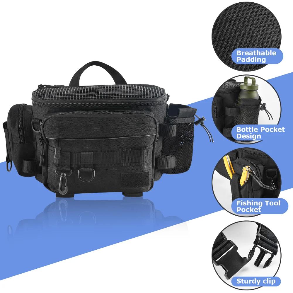 Goture sacs de matériel de pêche sac à bandoulière simple sac de taille multifonctionnel leurres de