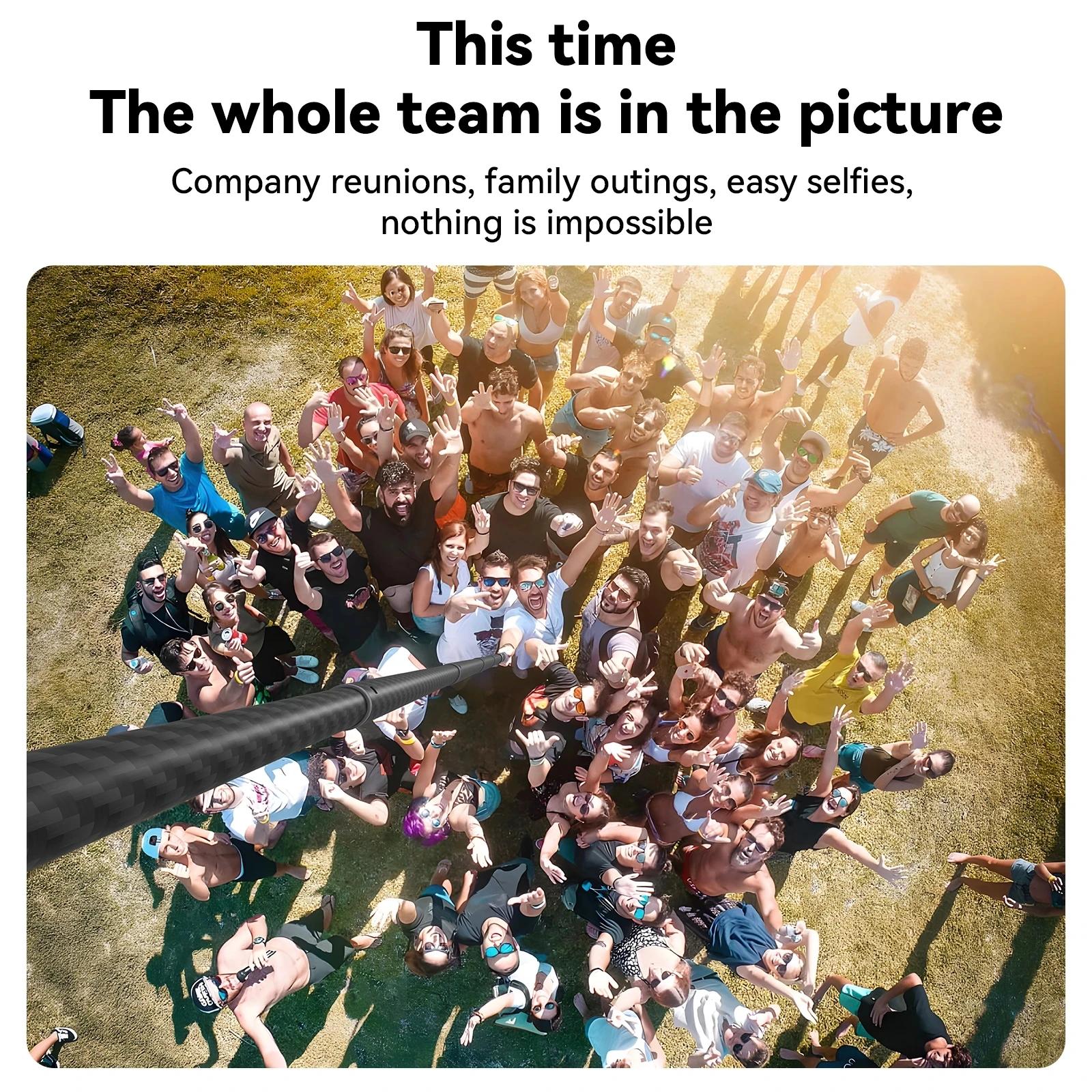 TELESIN 1.2M 3M perche à Selfie en Fiber de carbone monopode extensible avec vis 1/4 pour GoPro 13 1