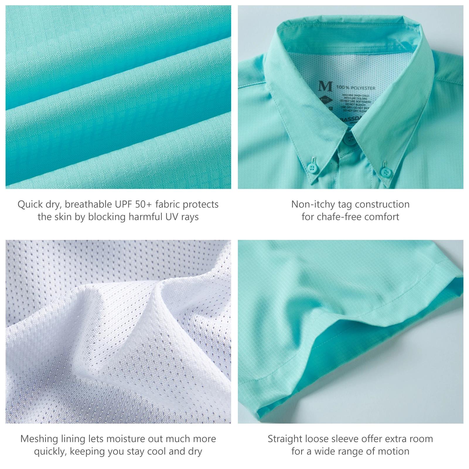 Bassdash – robe de pêche à manches courtes pour hommes, chemise tissée à boutons, pour l'extérieur,