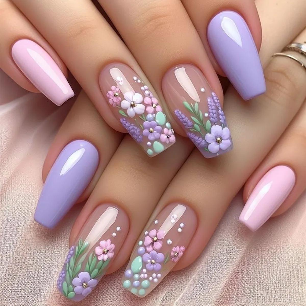 Faux ongles courts noirs solides, 24 pièces, avec motif de Rose, ballerine carrée artificielle, couv