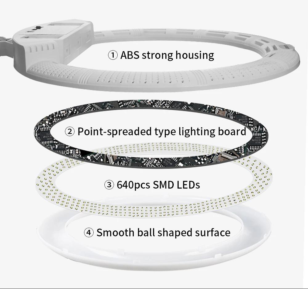 Yidoblo FS640II-Anneau lumineux LED avec trépied, lampe professionnelle de 22 pouces, 100W, pour maq