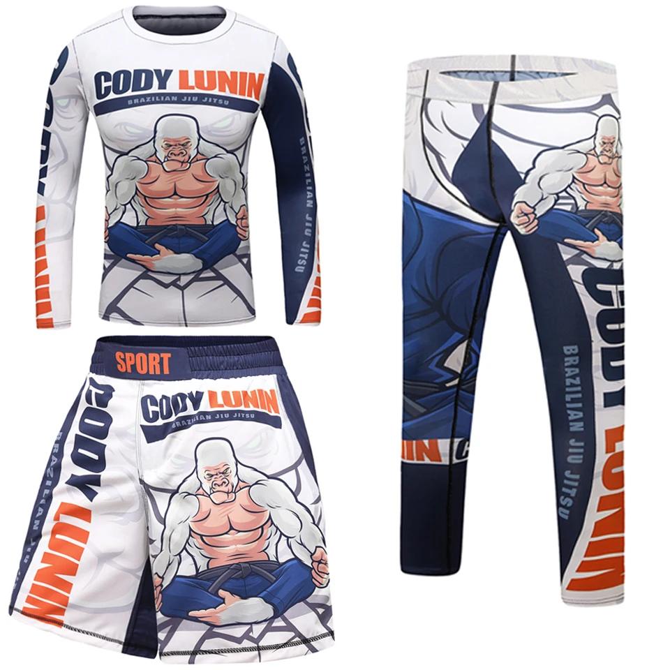 Ensemble d'entraînement de boxe pour enfants, chemise et pantalon de compression pour garçons, Muay