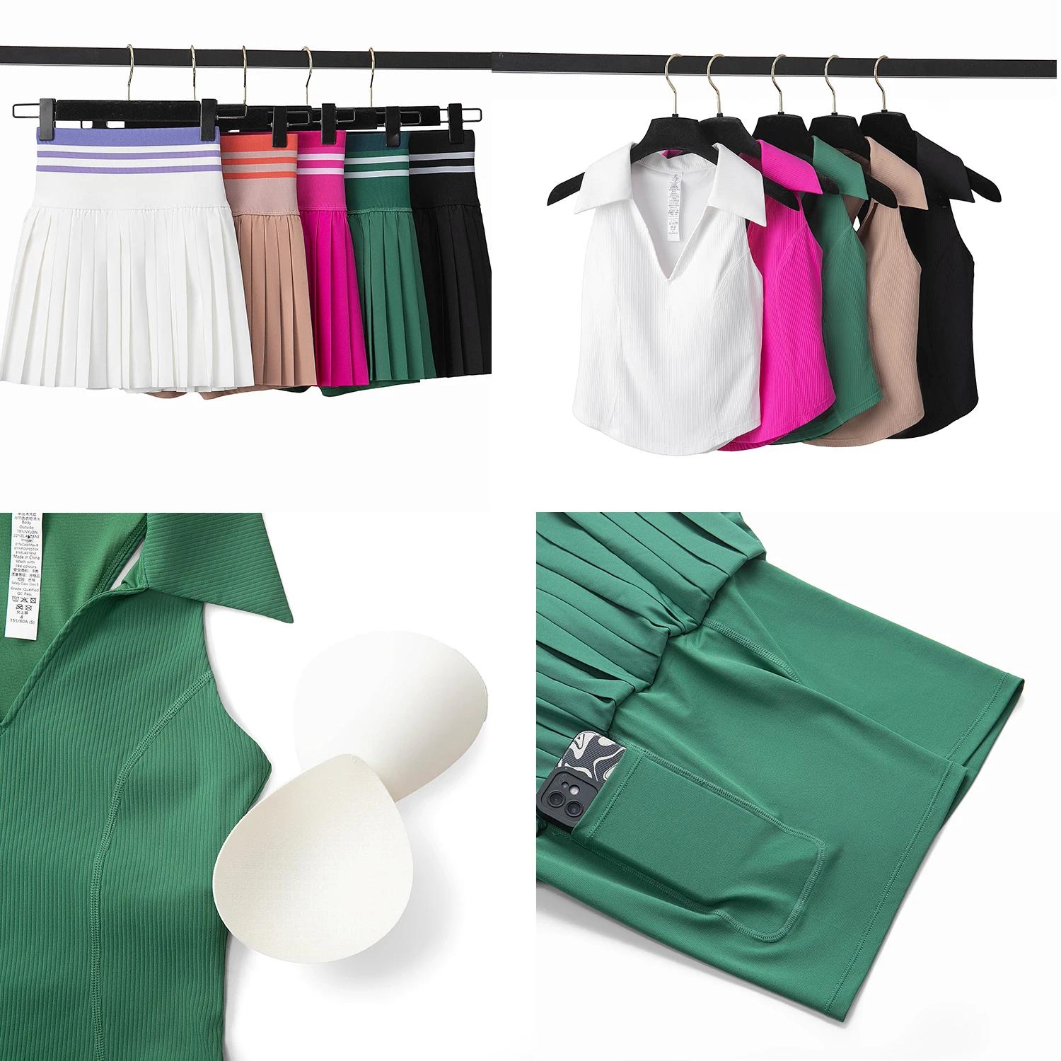 Ensemble 2 pièces femmes mini jupe taille haute - Soutien-gorge sport dos nu été golf