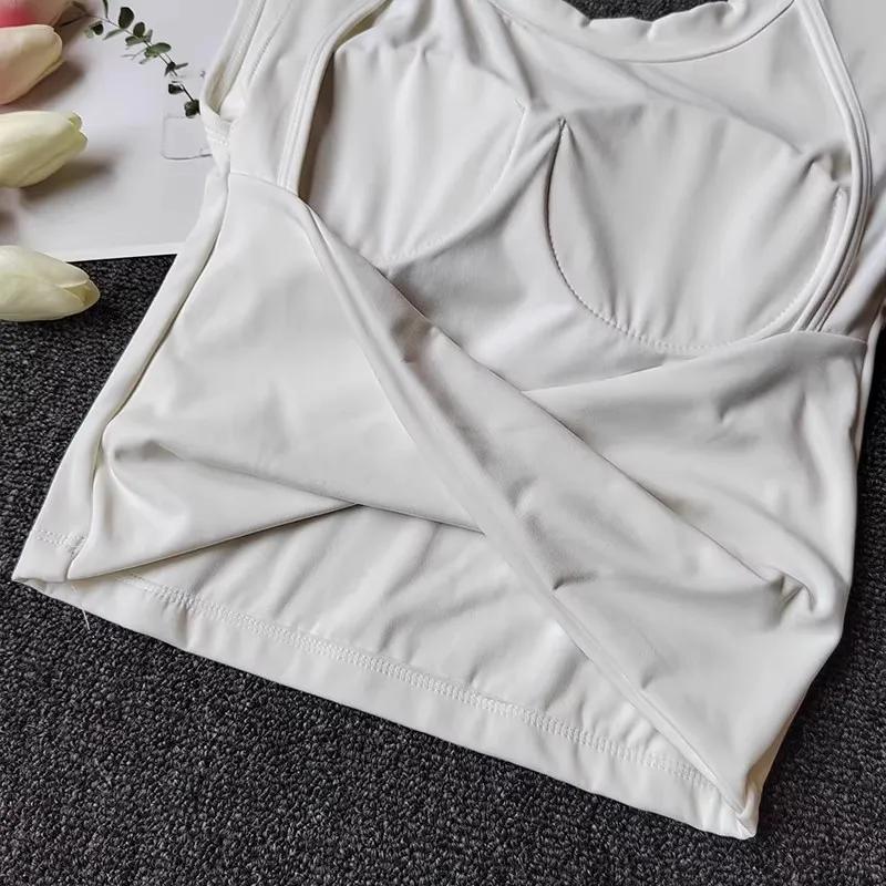 Débardeur de sport pour femme, coupe ajustée, dos ouvert, avec bonnets fixes intégrés, respirant, po