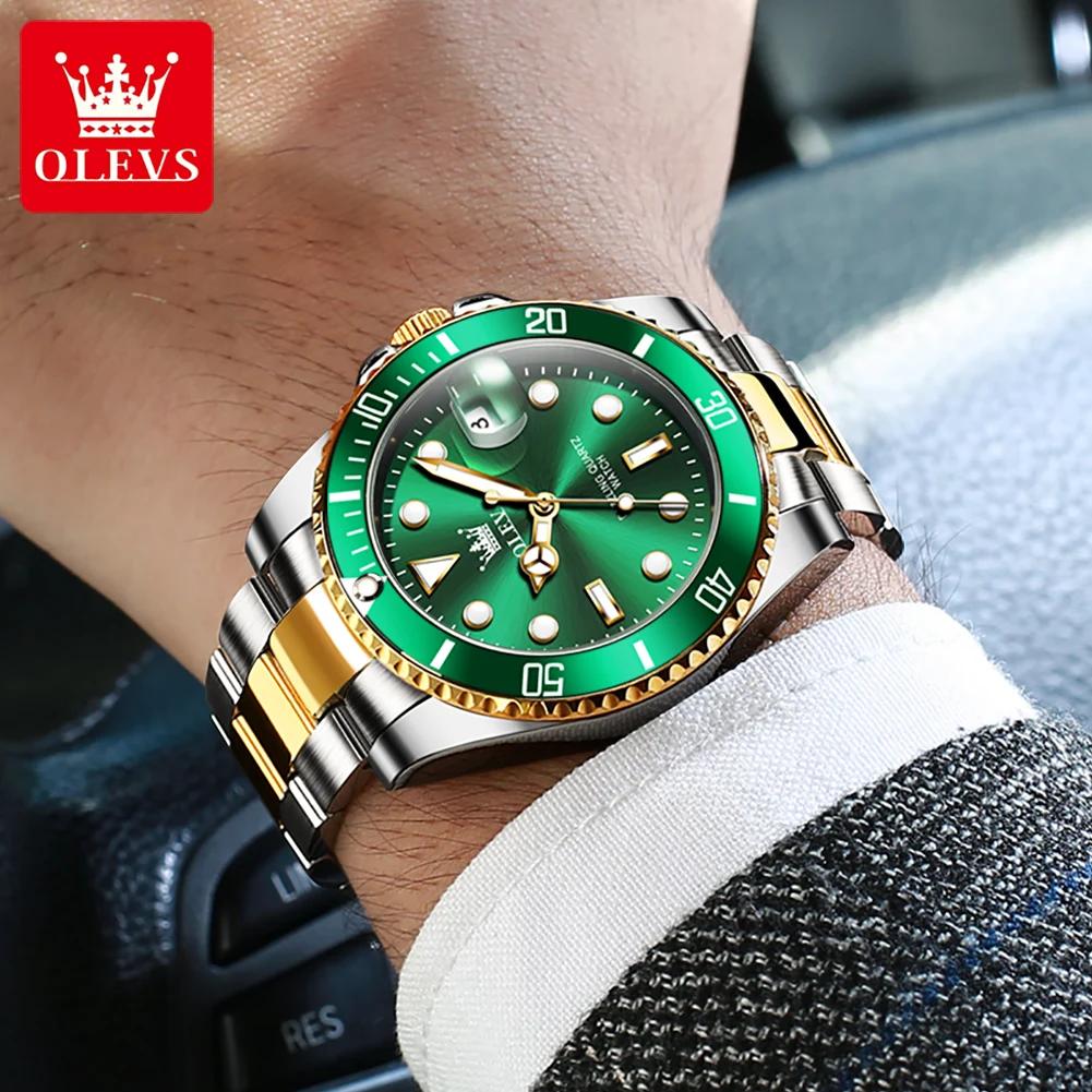 OLEVS 5885 homme montre marque originale étanche montre à Quartz bracelet en acier inoxydable automa