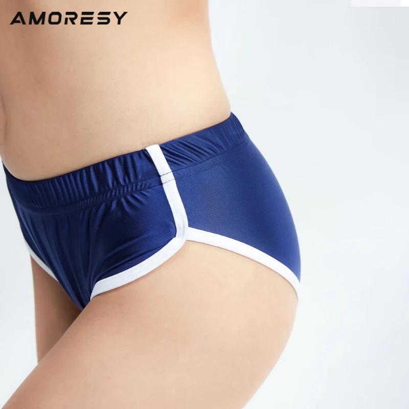 Amoresy femmes soyeux pantalons chauds Sexy Fitness Yoga maillot de plage short élastique étudiant m