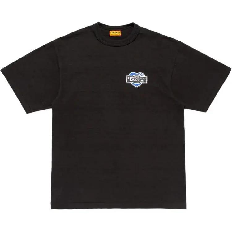T-shirt à manches courtes à double col imprimé canard sur la poitrine HUMAN MADE FW25 pour hommes et