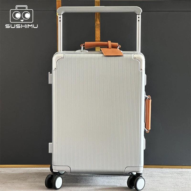 Imu-Valise de voyage à poignée large pour hommes et femmes, bagage à main, cadre en aluminium PC, va