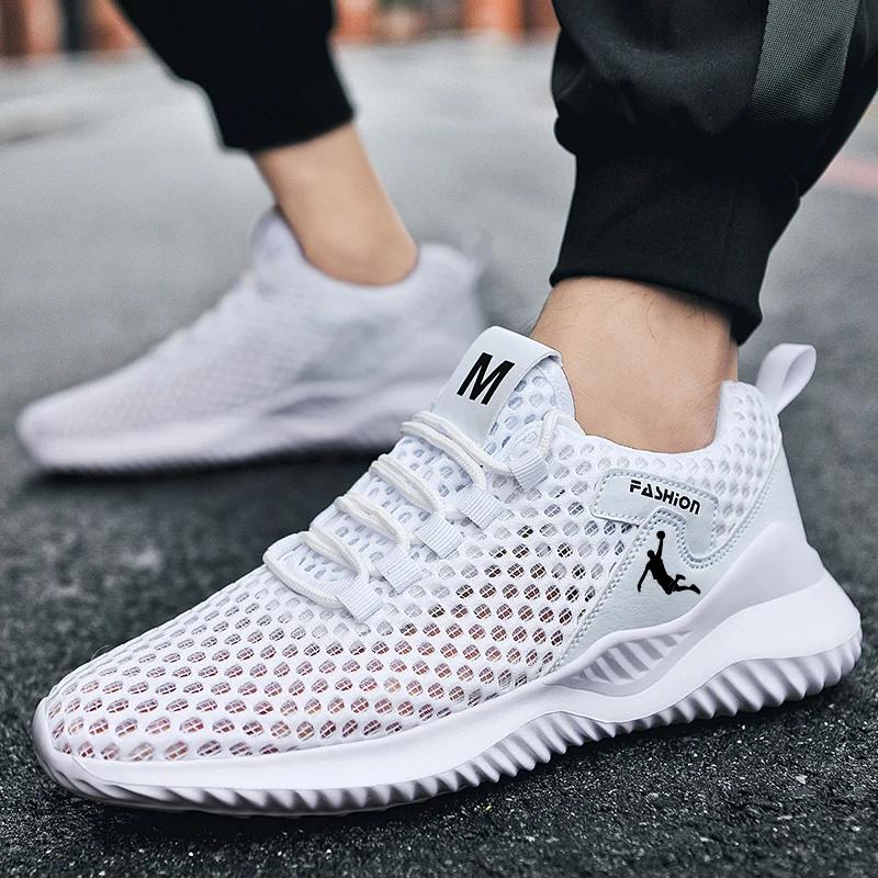 Baskets de course blanches maille respirante homme - Chaussures sport unisexes taille 47