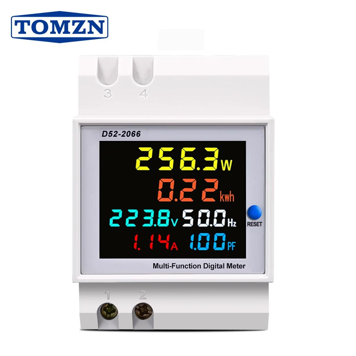 Moniteur AC sur rail din 6 en 1, 110V 220V 380V 100A, tension, courant, facteur de puissance, KWH ac