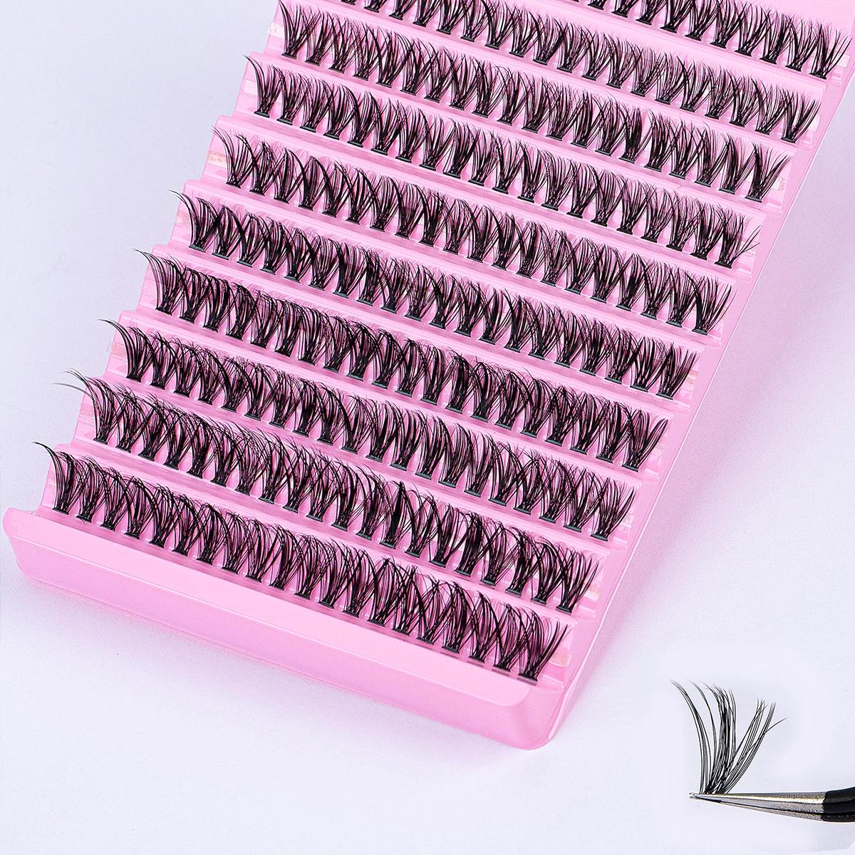Kit d'extension de cils à faire soi-même, 200 pièces, grappe de cils individuelle, boucles D, mélang