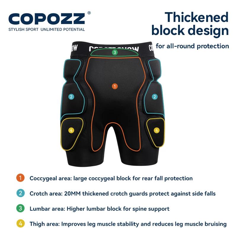 COPOZZ protection genouillères ski patinage - Short rembourré hanches S-XL sports d'hiver