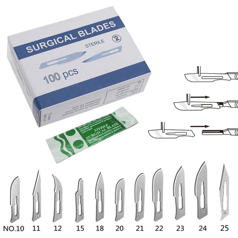 Lames chirurgicales stériles en acier au carbone, couteau de Scalpel pour bricolage, réparation de t