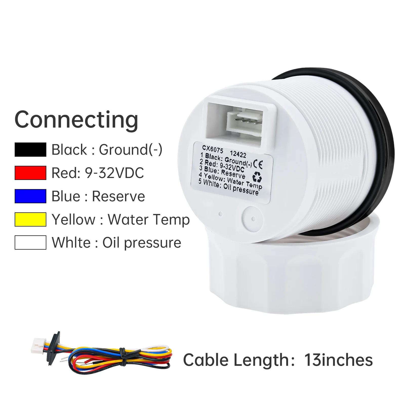 Jauge multifonction étanche avec LED rouge, tachymètre, pression d'huile, niveau de carburant, capte