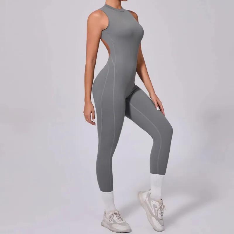 Combinaison sport haute élasticité femme - Ensemble yoga et fitness dos nu - Barboteuse sexy pour femmes actives
