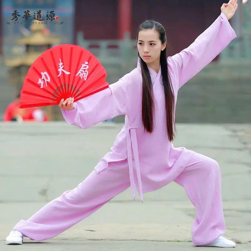 Ensemble de vêtements en coton et lin de haute qualité pour hommes et femmes, costume Tai Chi, vêtem