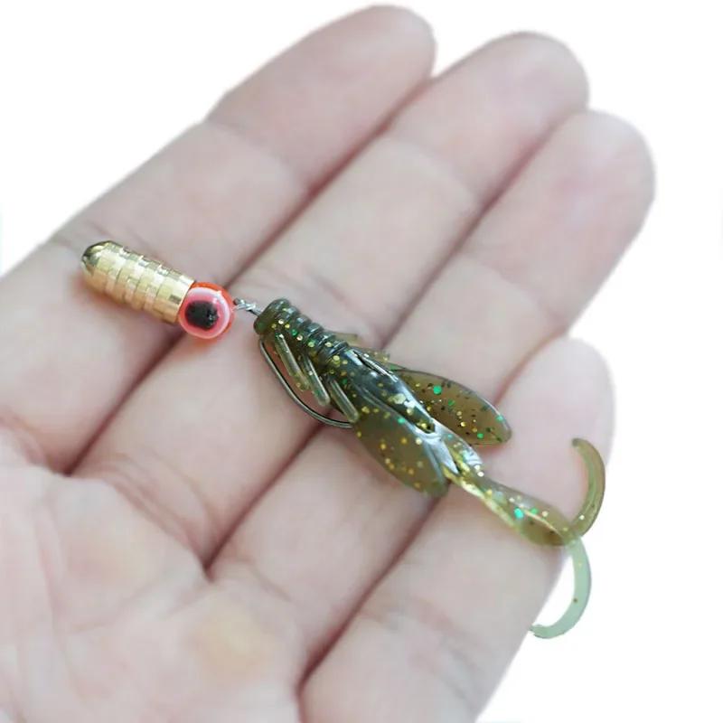 10 pièces Jig Wobblers Silicone souple appât ver homard leurres de pêche 45mm crevette coulant pivot