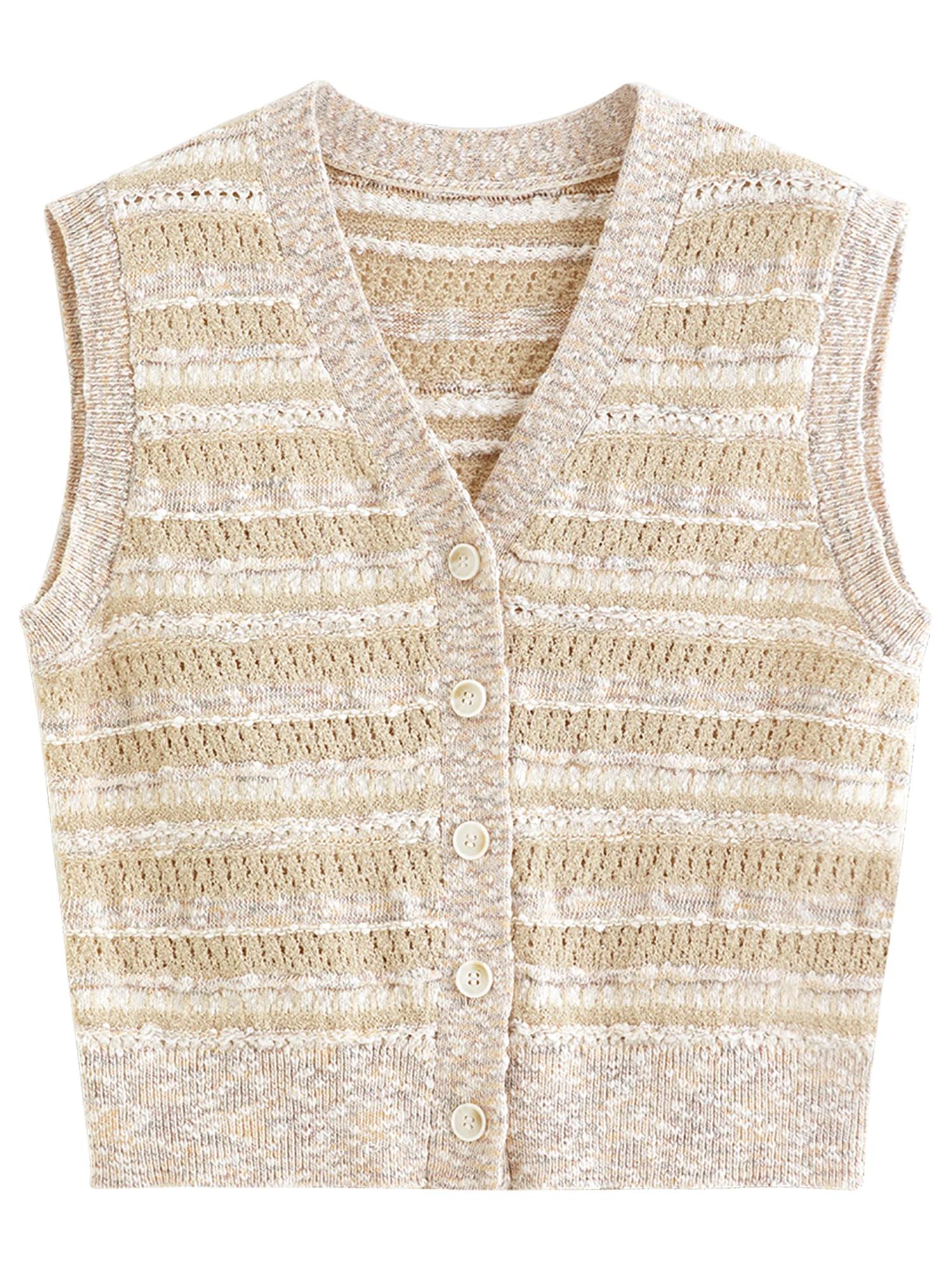 FSLE【Série Premium】Débardeur en tricot sans manches à col en V pour femme, coupe ajustée, style mode
