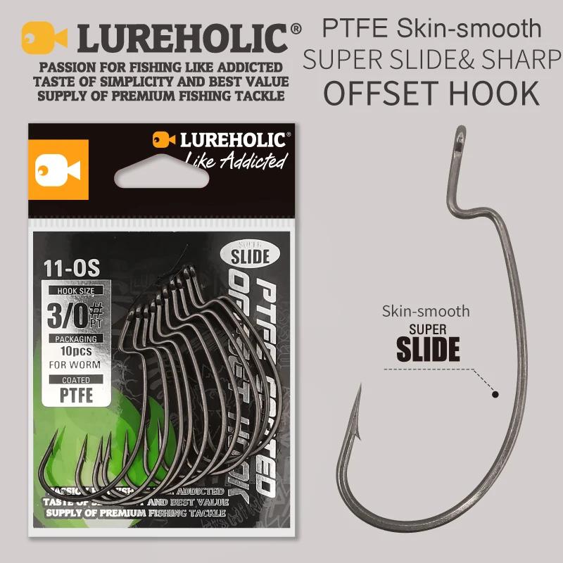 LUREBathroom LIC DeliSuper Slide Offset Hook, Worm Hook, Texas Rig, DstressShot, Acier inoxydable, W