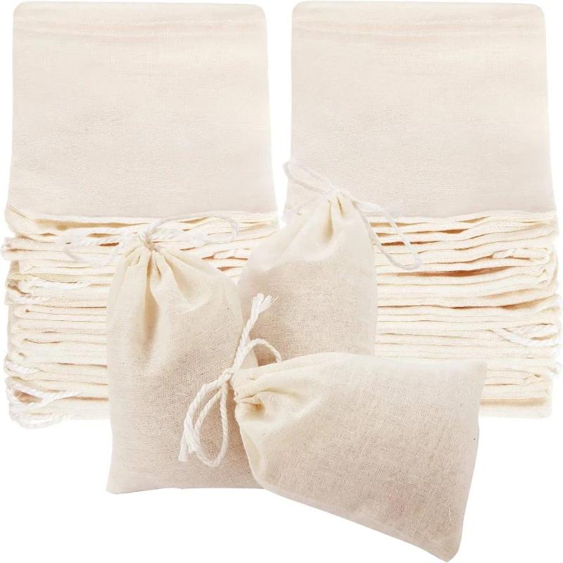 Sac en tissu de gaze de coton pur, 50 pièces, sac filtre à aspiration unique, assaisonnement marinad
