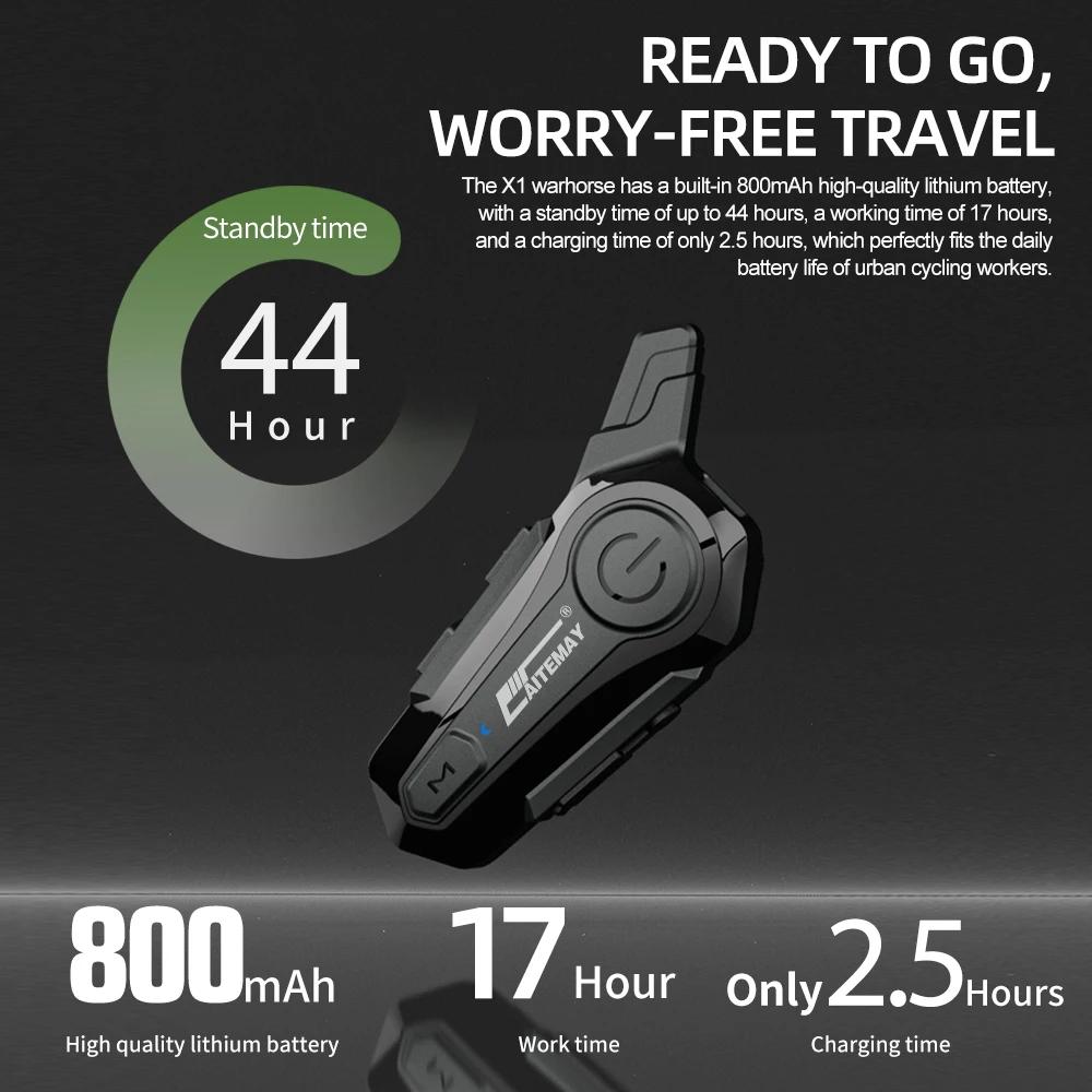 Interphone Bluetooth pour casque de Moto, casque d'écoute pour 2 motocyclistes, Interphone sans fil,