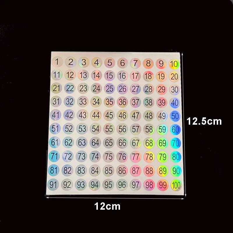 Étiquette autocollante avec numéro Laser, 5 feuilles (1-500), pour vernis à ongles, affichage des po