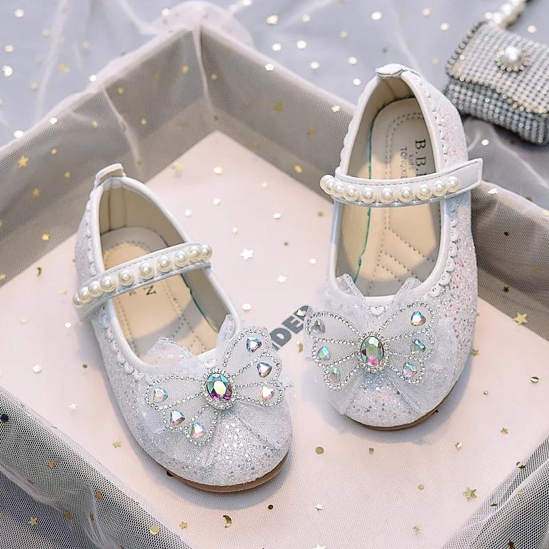 Nouvelles Chaussures Souples de Princesse en Cristal 2026 pour Enfants – Ballerines Décontractées et