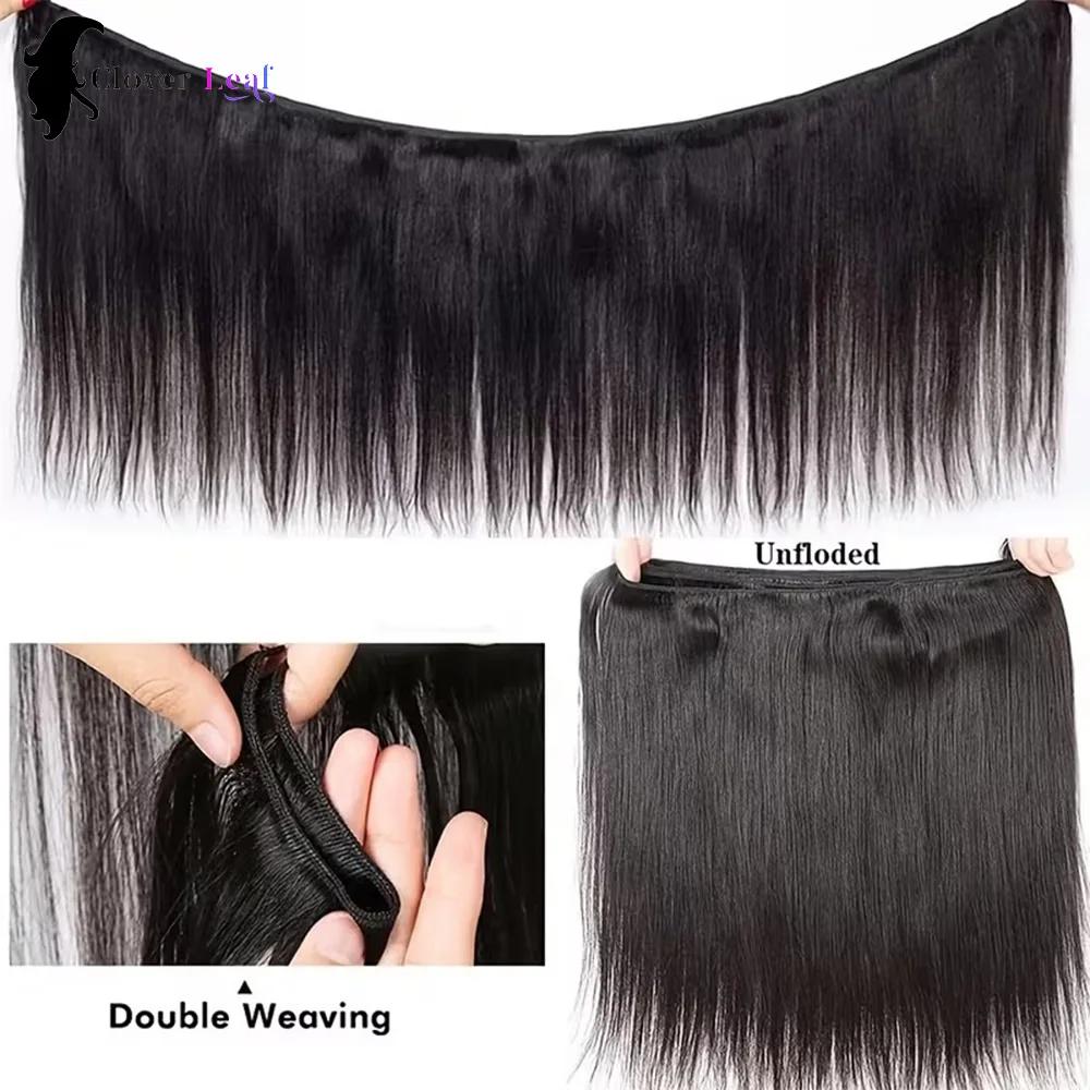 Paquets droits de cheveux humains avec frontal 13x4 paquets de cheveux bruts 100% Extensions de chev