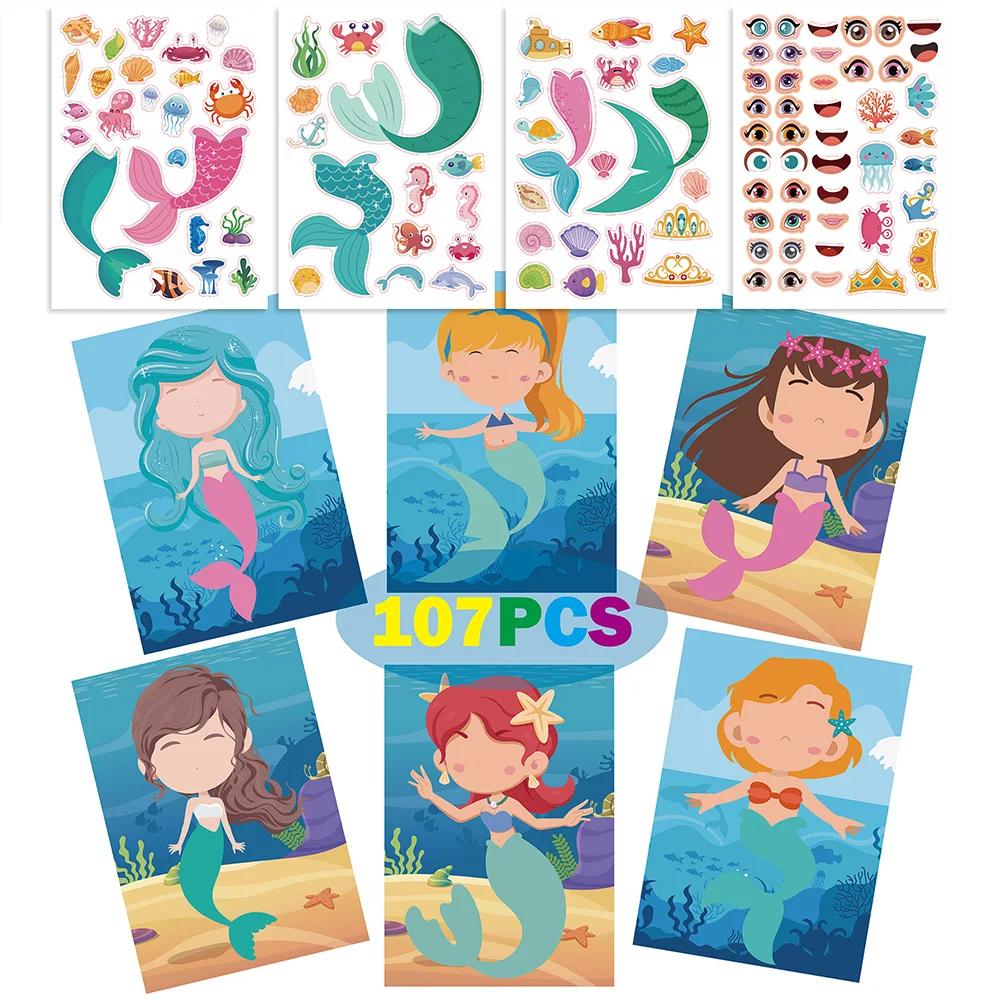Faire un visage bricolage Animal princesse dinosaure Puzzle autocollants enfants jeux de Puzzle drôl