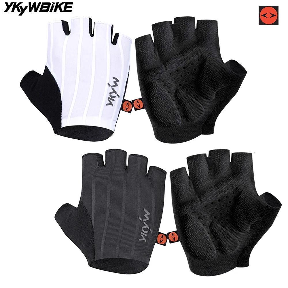 YKYWBIKE gants de cyclisme demi doigt unisexe italie Interface paume rembourrage Pro équipe vélo rou