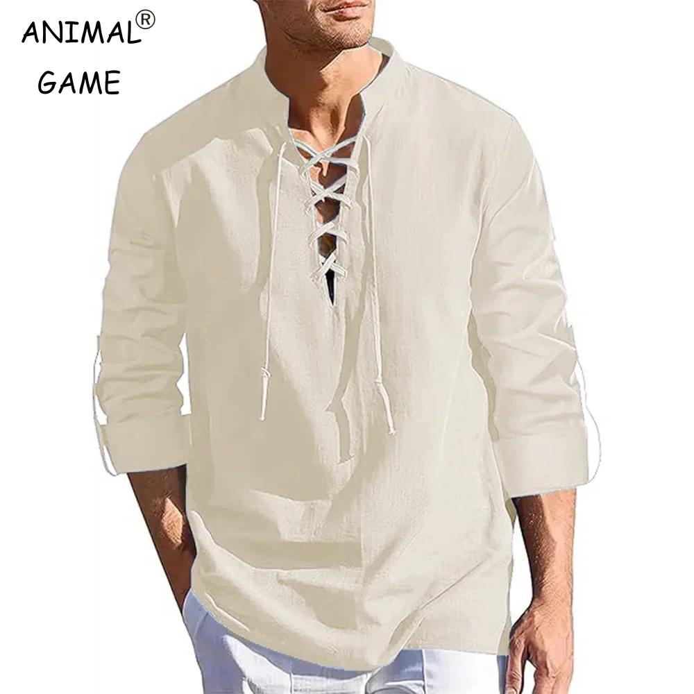 Chemise Renaissance pour hommes, haut Pirate Viking médiéval, manches longues, Costume d'halloween,