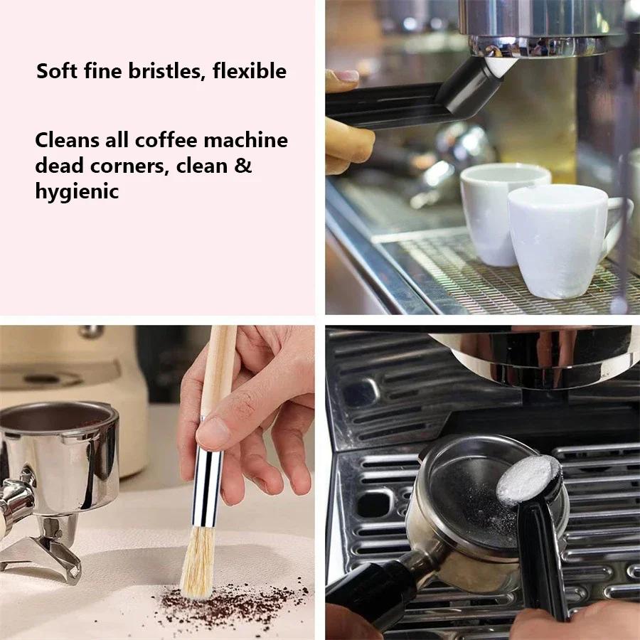 Ensemble de 5 brosses à expresso - Brosse de nettoyage en bois pour moulin à café et machine à expre
