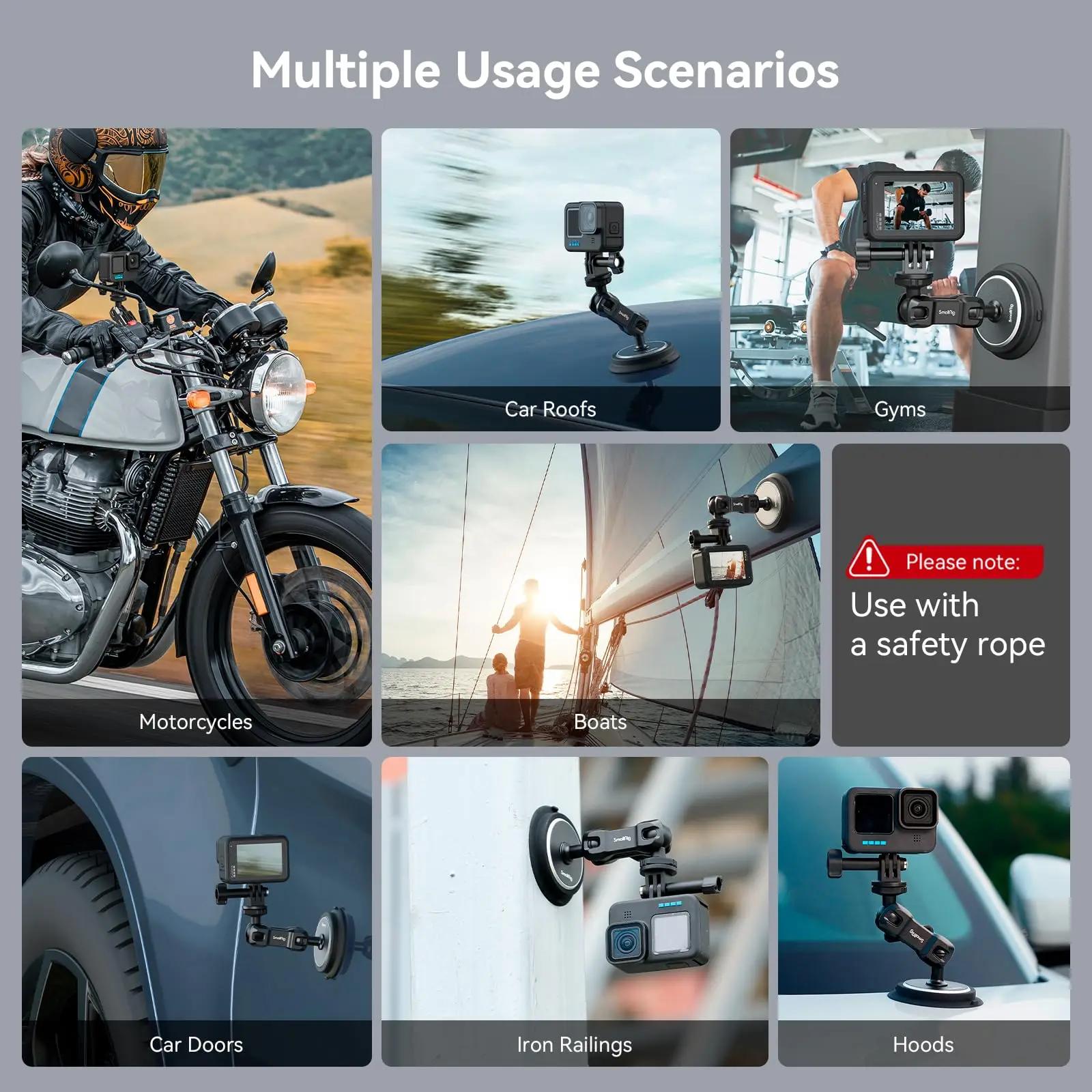 SmallRig – Kit de Support de montage à ventouse magnétique Triple/Double/simple pour caméra d'action