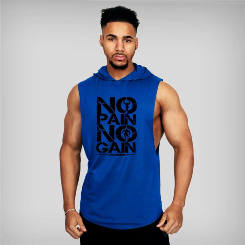 Hommes musculation sans manches chemises à capuche été respirant lâche coton Hip Hop débardeurs gymn