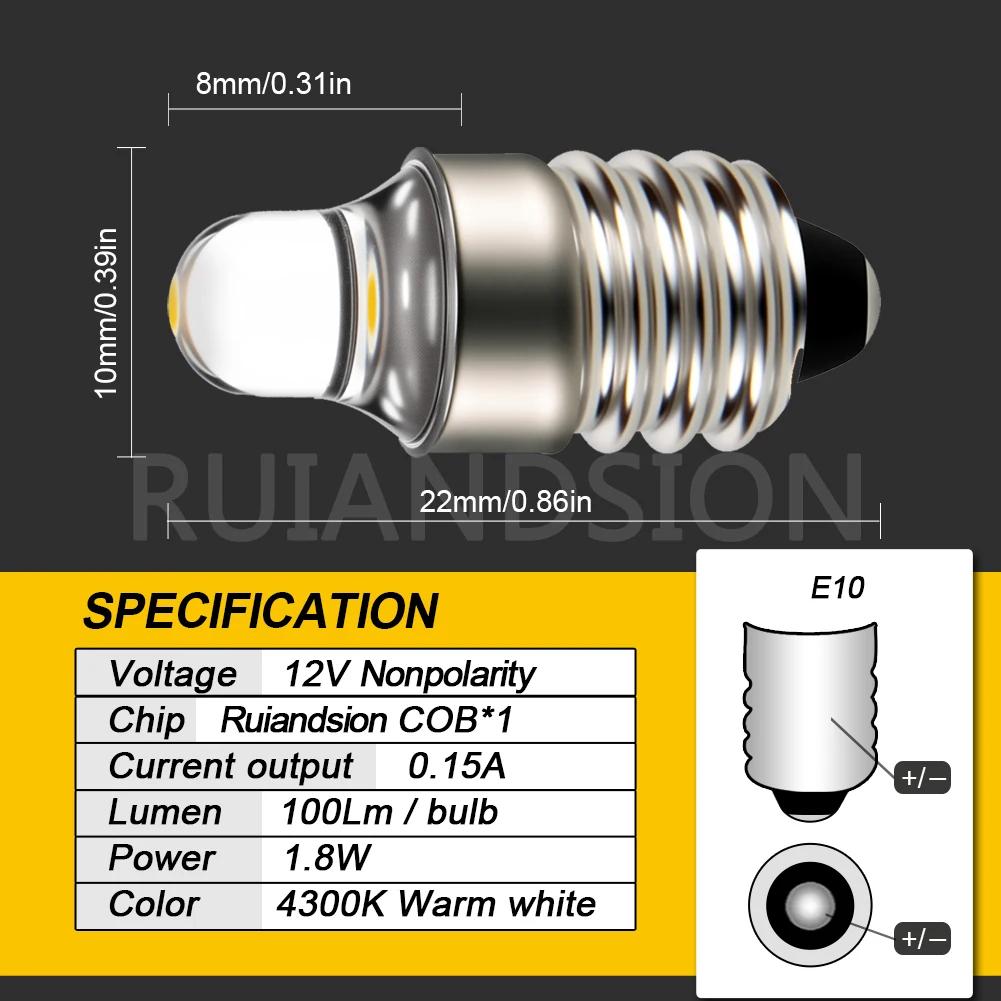 4 pièces E10 lampe extérieure LED vis lampe de poche torche ampoule Mini lampe de travail 6000K 4300
