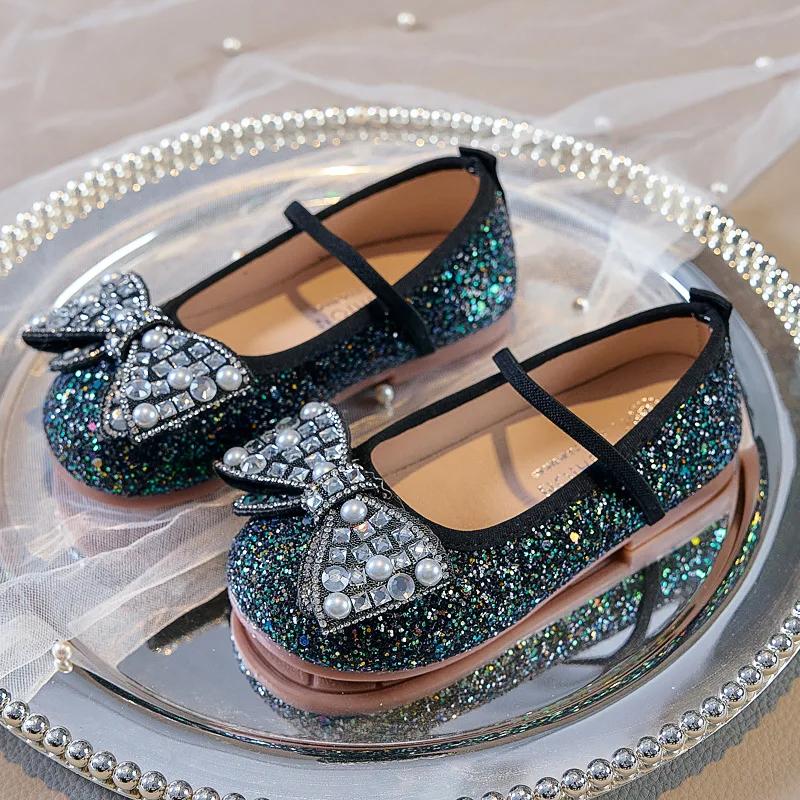 Mocassins enfant semelle souple danse fête princesse chaussures sirène violet paillettes Ballet chau