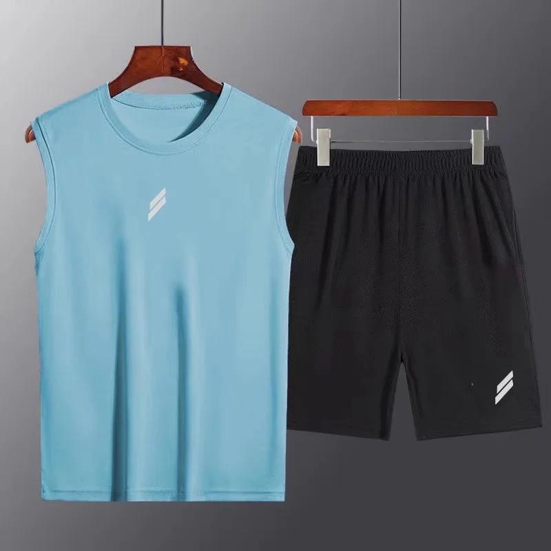 Ensemble fitness homme été - Gilet + short séchage rapide maille ventilation course