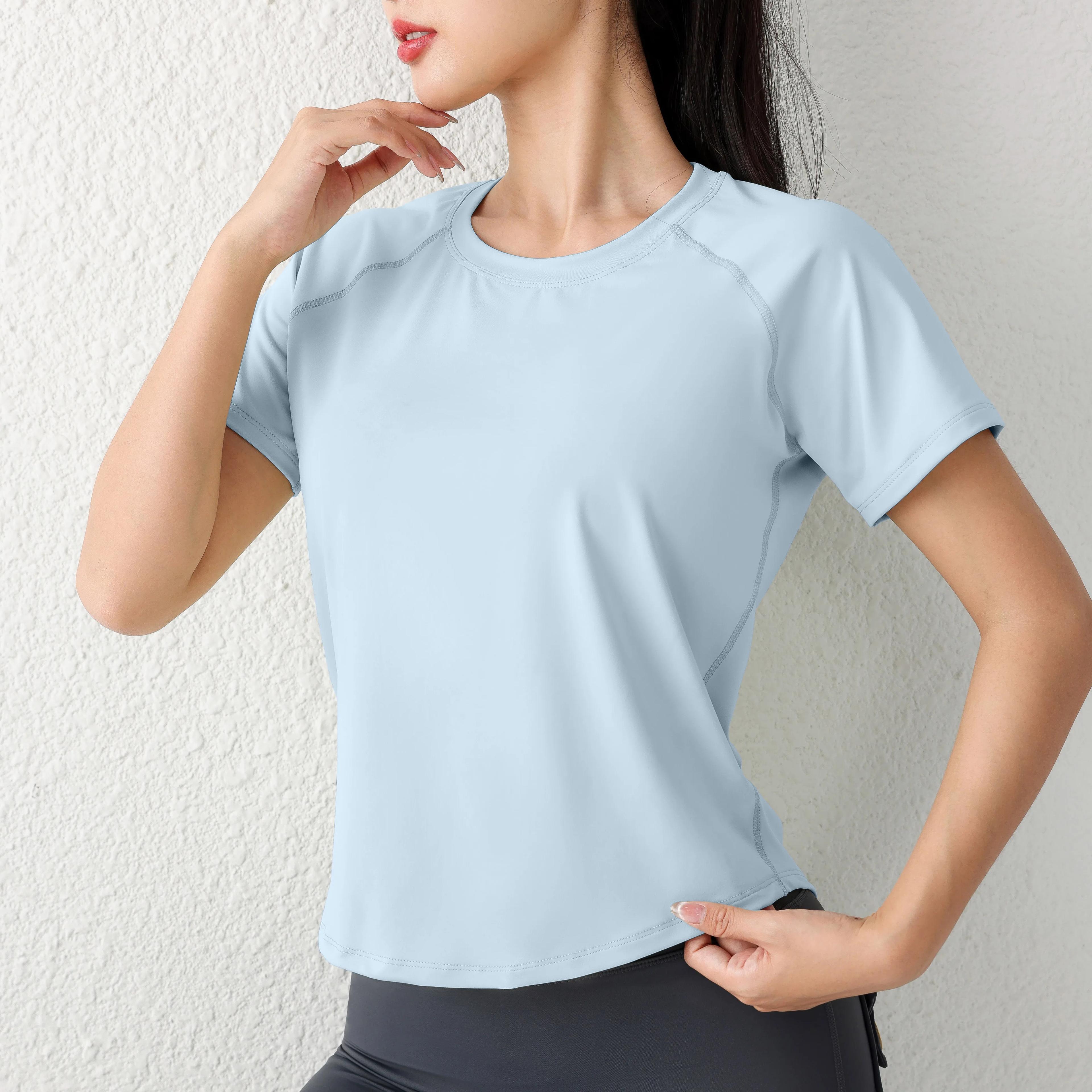 T-shirt sport femme manches courtes ample séchage rapide maille yoga fitness été