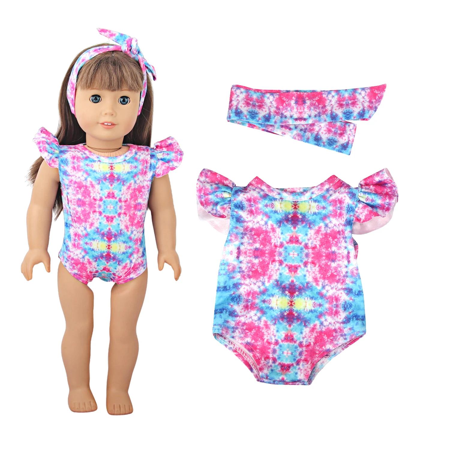 Maillot de bain pour poupée, pantoufles circulaires de natation, lunettes de soleil, sac à dos pour