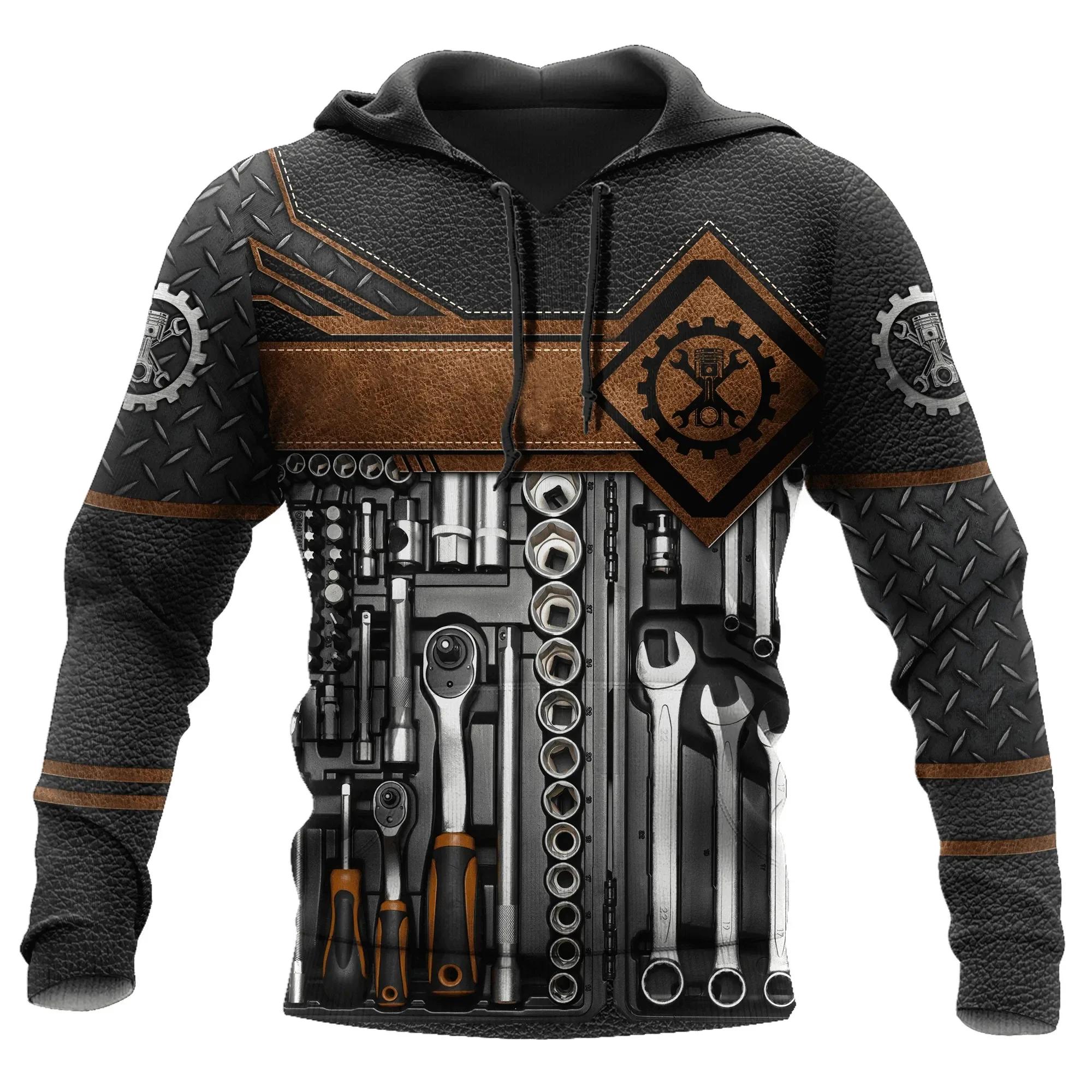 Sweat à capuche pour hommes T-Shirt Vintage automne vêtements mécanicien impression 3d hauts mode ru